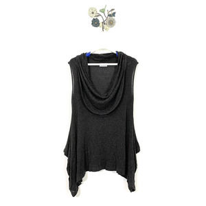 Bryn Walker Top Cowl Neck Size Small Asymmetric Hem Soft Knit Lagenlook Brown